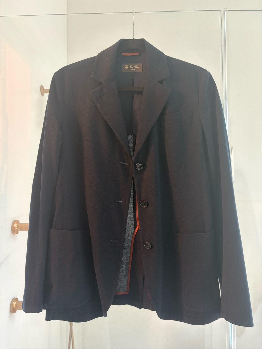 Loro Piana Navy Cotton Silk Linen Three-Button Blazer IT 42 US 6